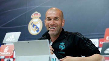 MADRID, SPAIN - MAY 08: Head coach Zinedine Zidane of Real Madrid attends a press conference at Valdebebas training ground on May 8, 2018 in Madrid, Spain. (Photo by Victor Carretero/Real Madrid via Getty Images)