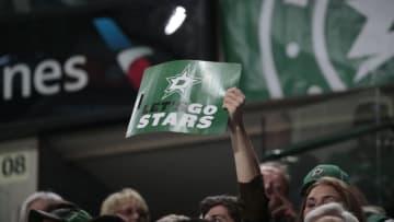 DALLAS, TX - FEBRUARY 27: Dallas Stars fans cheer on their team against the Calgary Flames at the American Airlines Center on February 27, 2018 in Dallas, Texas. (Photo by Glenn James/NHLI via Getty Images) *** Local Caption ***