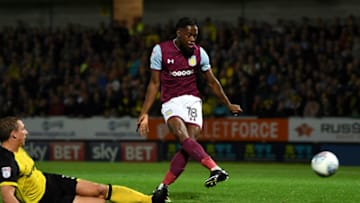 BURTON-UPON-TRENT, ENGLAND - SEPTEMBER 26: Josh Onomah of Aston Villa scores his team's 4th goal during the Sky Bet Championship match between Burton Albion and Aston Villa at Pirelli Stadium on September 26, 2017 in Burton-upon-Trent, England. (Photo by Gareth Copley/Getty Images)