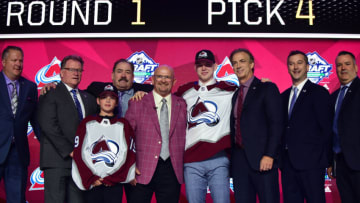 Jun 21, 2019; Vancouver, BC, Canada; Bowen Byram poses for a photo after being selected as the number four overall pick to the Colorado Avalanche in the first round of the 2019 NHL Draft at Rogers Arena. Mandatory Credit: Anne-Marie Sorvin-USA TODAY Sports