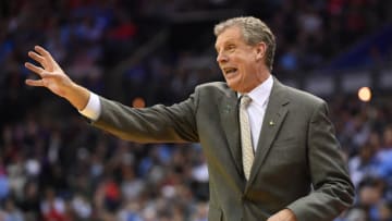 COLUMBUS, OH - MARCH 22: Head coach Tim Cluess of the Iona Gaels instructs his team against the North Carolina Tar Heels in the first round of the 2019 NCAA Men's Basketball Tournament held at Nationwide Arena on March 22, 2019 in Columbus, Ohio. (Photo by Jamie Schwaberow/NCAA Photos via Getty Images)