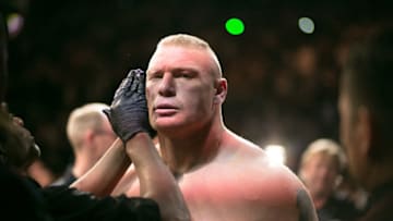 LAS VEGAS, NV - JULY 9: Brock Lesnar prepares to fight Mark Hunt during the UFC 200 event at T-Mobile Arena on July 9, 2016 in Las Vegas, Nevada. (Photo by Rey Del Rio/Getty Images)