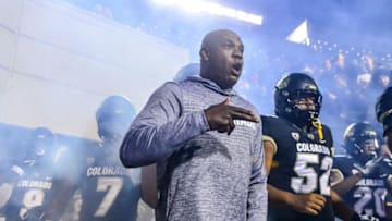 BOULDER, CO - OCTOBER 25: Head coach Mel Tucker of the Colorado Buffaloes leads players onto the field before a game against the USC Trojans at Folsom Field on October 25, 2019 in Boulder, Colorado. (Photo by Dustin Bradford/Getty Images)