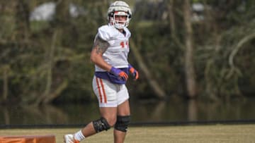 Clemson defensive lineman Bryan Bresee(11) during football practice in Clemson, S.C. Monday, March 22, 2021.Clemson Spring Football Practice