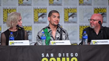 SAN DIEGO, CALIFORNIA - JULY 20: (L-R) Katie Cassidy, Rick Gonzalez and Marc Guggenheim speak at the "Arrow" Special Video Presentation And Q&A during 2019 Comic-Con International at San Diego Convention Center on July 20, 2019 in San Diego, California. (Photo by Amy Sussman/Getty Images)