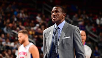 DETROIT, MI - NOVEMBER 5: Head Coach Dwane Casey of the Detroit Pistons looks on during a game against the Miami Heat on November 5, 2018 at Little Caesars Arena in Detroit, Michigan. NOTE TO USER: User expressly acknowledges and agrees that, by downloading and/or using this photograph, User is consenting to the terms and conditions of the Getty Images License Agreement. Mandatory Copyright Notice: Copyright 2018 NBAE (Photo by Chris Schwegler/NBAE via Getty Images)