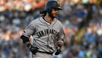 CHICAGO, IL - MAY 26: Brandon Crawford #35 of the San Francisco Giants runs the bases after hitting a two-run homer against the Chicago Cubs during the fourth inning on May 26, 2018 at Wrigley Field in Chicago, Illinois. (Photo by David Banks/Getty Images)