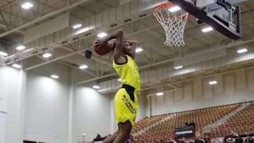 ATLANTA, GA - MARCH 26: Darius Garland of Brentwood Academy attempts a dunk during the 2018 McDonald's All American Game POWERADE Jam Fest at Forbes Arena on March 26, 2018 in Atlanta, Georgia. (Photo by Kevin C. Cox/Getty Images)