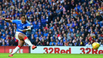 GLASGOW, SCOTLAND - JULY 18: Alfredo Morelos of Rangers scores his second goal of the game from the penalty spot during the UEFA Europa League First Qualifying round 2nd Leg match between Rangers and St Joseph at Ibrox Stadium on July 18, 2019 in Glasgow, Scotland. (Photo by Mark Runnacles/Getty Images)