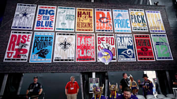 NASHVILLE, TN - APRIL 25: General view of NFL team signage during the first round of the NFL Draft on April 25, 2019 in Nashville, Tennessee. (Photo by Joe Robbins/Getty Images)