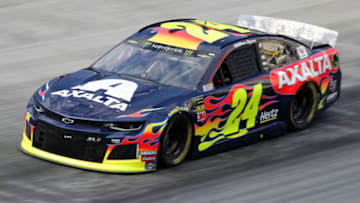 BRISTOL, TN - APRIL 06: William Byron, driver of the #24 Axalta Chevrolet, drives during practice for the Monster Energy NASCAR Cup Series Food City 500 at Bristol Motor Speedway on April 6, 2019 in Bristol, Tennessee. (Photo by Donald Page/Getty Images)