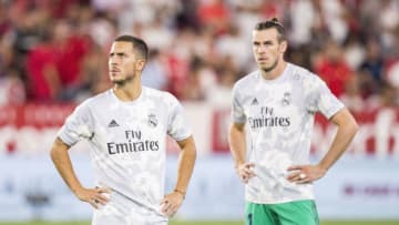SEVILLA, SPAIN - SEPTEMBER 22: (L-R) Eden Hazard of Real Madrid, Gareth Bale of Real Madrid during the La Liga Santander match between Sevilla v Real Madrid at the Estadio Ramon Sanchez Pizjuan on September 22, 2019 in Sevilla Spain (Photo by David S. Bustamante/Soccrates/Getty Images)