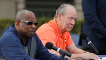 Houston Astros owner Jim Crane and manager Dusty Baker (Photo by Michael Reaves/Getty Images)