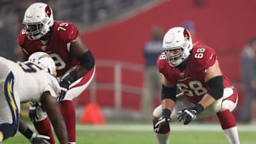 GLENDALE, ARIZONA - AUGUST 08: Offensive guard Jeremy Vujnovich #68 of the Arizona Cardinals in action during the NFL preseason game against the Los Angeles Chargers at State Farm Stadium on August 08, 2019 in Glendale, Arizona. The Cardinals defeated the Chargers 17-13. (Photo by Christian Petersen/Getty Images)
