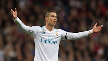 MADRID, SPAIN - NOVEMBER 05: Cristiano Ronaldo of Real Madrid CF reacts during the La Liga match between Real Madrid and Las Palmas at Estadio Santiago Bernabeu on November 5, 2017 in Madrid, Spain. (Photo by Denis Doyle/Getty Images)