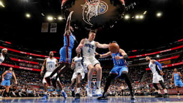 ORLANDO, FL - MARCH 29: Mario Hezonja #8 of the Orlando Magic saves the ball from going out of bounds against the Oklahoma City Thunder on March 29, 2017 at Amway Center in Orlando, Florida. NOTE TO USER: User expressly acknowledges and agrees that, by downloading and or using this photograph, User is consenting to the terms and conditions of the Getty Images License Agreement. Mandatory Copyright Notice: Copyright 2017 NBAE (Photo by Fernando Medina/NBAE via Getty Images)
