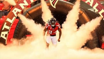 Sep 15, 2013; Atlanta, GA, USA; (Editors note: Caption Correction) Atlanta Falcons wide receiver Roddy White (84) runs out on the field prior to the game against the St. Louis Rams at the Georgia Dome. The Falcons won 31-24. Mandatory Credit: Daniel Shirey-USA TODAY Sports