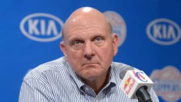 Aug 18, 2014; Los Angeles, CA, USA; Los Angeles Clippers owner Steve Ballmer at press conference at Staples Center. Mandatory Credit: Kirby Lee-USA TODAY Sports