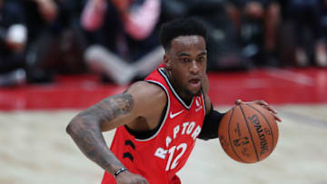 SAITAMA, JAPAN - OCTOBER 08: Oshae Brissett #12 of Toronto Raptors dribbles the ball during the preseason game between Houston Rockets and Toronto Raptors at Saitama Super Arena on October 08, 2019 in Saitama, Japan. NOTE TO USER: User expressly acknowledges and agrees that, by downloading and/or using this photograph, user is consenting to the terms and conditions of the Getty Images License Agreement. (Photo by Takashi Aoyama/Getty Images)