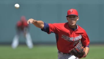 Mar 13, 2015; Bradenton, FL, USA; Minnesota Twins relief pitcher Jose Berrios (68) pitches during the third inning against the Pittsburgh Pirates at McKechnie Field. Mandatory Credit: Tommy Gilligan-USA TODAY Sports