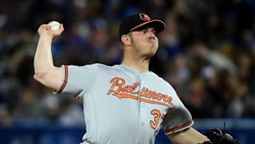 Jun 9, 2016; Toronto, Ontario, CAN; Baltimore Orioles relief pitcher Dylan Bundy (37) delivers a pitch against Toronto Blue Jays at Rogers Centre. Mandatory Credit: Dan Hamilton-USA TODAY Sports