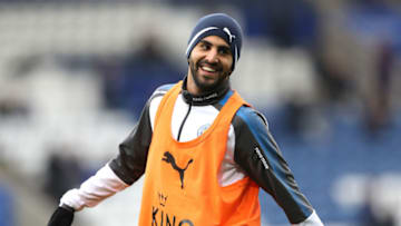 LEICESTER, ENGLAND - DECEMBER 16: Riyad Mahrez of Leicester City warms up during the Premier League match between Leicester City and Crystal Palace at The King Power Stadium on December 16, 2017 in Leicester, England. (Photo by Matthew Lewis/Getty Images)