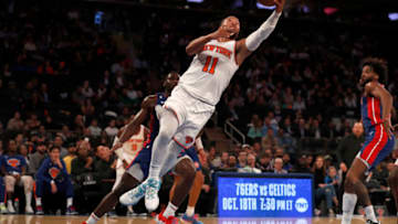 Jalen Brunson #11 of the New York Knicks in action against the Detroit Pistons (Photo by Jim McIsaac/Getty Images)