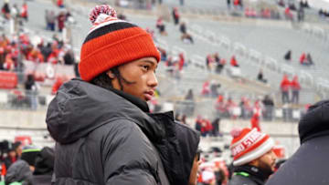 Recruit Chris Henry Jr. watches Ohio State warm up prior to the Buckeyes' game against Indiana.Chris Henry Jr
