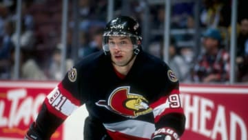 7 Mar 1997: Alexander Daigle of the Ottawa Senators in action during a game against the Anaheim Mighty Ducks at Arrowhead Pond in Anaheim, California. The Ducks won the game 4-1. Mandatory Credit: Elsa Hasch /Allsport