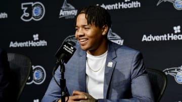 ORLANDO, FL - FEBRUARY 14: Markelle Fultz speaks to the media during the press conference on February 14, 2019 at Amway Center in Orlando, Florida. NOTE TO USER: User expressly acknowledges and agrees that, by downloading and or using this photograph, User is consenting to the terms and conditions of the Getty Images License Agreement. Mandatory Copyright Notice: Copyright 2019 NBAE (Photo by Fernando Medina/NBAE via Getty Images)