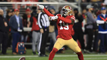 SANTA CLARA, CALIFORNIA - JANUARY 19: Deebo Samuel #19 of the San Francisco 49ers reacts after a play against the Green Bay Packers during the NFC Championship game at Levi's Stadium on January 19, 2020 in Santa Clara, California. (Photo by Sean M. Haffey/Getty Images)