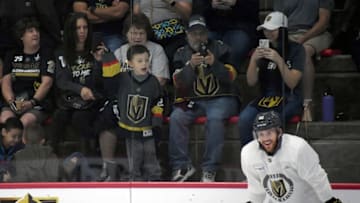 LAS VEGAS, NV - MAY 23: Fans watch as Jonathan Marchessault #81 of the Vegas Golden Knights looks on during the team's first practice since winning the Western Conference Finals at City National Arena on May 23, 2018 in Las Vegas, Nevada. The Golden Knights will play for the Stanley Cup beginning on May 28 against either the Washington Capitals or the Tampa Bay Lightning. (Photo by Ethan Miller/Getty Images)