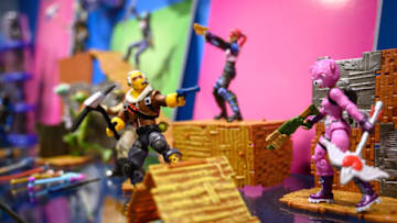 LONDON, ENGLAND - JANUARY 22: A selection of "Fortnite" action figures are seen on a display at the annual "Toy Fair" at Olympia London on January 22, 2019 in London, England. The Toy Fair is the UK’s largest dedicated game and hobby event and aims to showcase the most anticipated products for the year ahead. (Photo by Leon Neal/Getty Images)