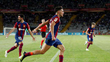 BARCELONA, SPAIN - AUGUST 20: Pedri Gonzalez of FC Barcelona celebrates 1-0 during the LaLiga EA Sports match between FC Barcelona v Cadiz FC at the Lluis Companys Olympic Stadium on August 20, 2023 in Barcelona Spain (Photo by David S.Bustamante/Soccrates/Getty Images)