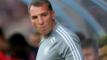 SCUNTHORPE, ENGLAND - JULY 16: Brendan Rodgers manager of Leicester City gestures ahead of the Pre-Season Friendly match between Scunthorpe United and Leicester City at Glanford Park on July 16, 2019 in Scunthorpe, England. (Photo by Nigel Roddis/Getty Images)