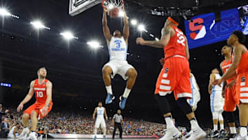 Apr 2, 2016; Houston, TX, USA; North Carolina Tar Heels forward Kennedy Meeks (3) dunks against the Syracuse Orange in the second half in the 2016 NCAA Men