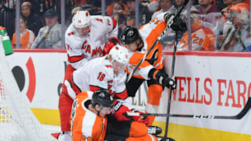 Justin Braun, Travis Konecny, Philadelphia Flyers (Photo by Drew Hallowell/Getty Images)