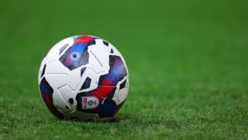 STOKE ON TRENT, ENGLAND - AUGUST 17: The Puma Orbita 1 EFL Sky Bet FIFA Quality Pro Football during the Sky Bet Championship between Stoke City and Middlesbrough at Bet365 Stadium on August 17, 2022 in Stoke on Trent, United Kingdom. (Photo by Matthew Ashton - AMA/Getty Images)