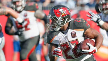 Nov 15, 2015; Tampa, FL, USA; Tampa Bay Buccaneers running back Doug Martin (22) runs during the second half of a football game against the Dallas Cowboys at Raymond James Stadium. Mandatory Credit: Reinhold Matay-USA TODAY Sports