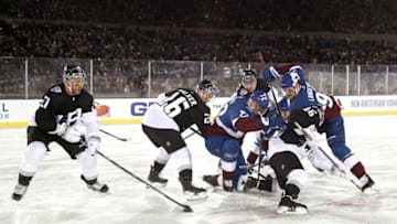 COLORADO SPRINGS, COLORADO - FEBRUARY 15: Alec Martinez #27 of Los Angeles Kings recovers a face off against the Colorado Avalanche in the third period during the 2020 NHL Stadium Series game at Falcon Stadium on February 15, 2020 in Colorado Springs, Colorado. (Photo by Matthew Stockman/Getty Images)