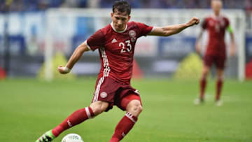 SUITA, JAPAN - JUNE 07: Pierre-Emile Hojbjerg of Denmark in action during the international friendly match between Denmark and Bulgaria at the Suita City Football Stadium on June 7, 2016 in Suita, Osaka, Japan. (Photo by Atsushi Tomura/Getty Images)