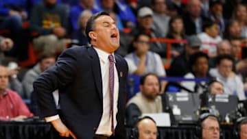 BOISE, ID - MARCH 15: Head coach Sean Miller of the Arizona Wildcats reacts in the first half against the Buffalo Bulls during the first round of the 2018 NCAA Men's Basketball Tournament at Taco Bell Arena on March 15, 2018 in Boise, Idaho. (Photo by Kevin C. Cox/Getty Images)