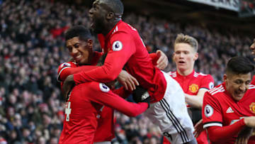 MANCHESTER, ENGLAND - FEBRUARY 25: Jesse Lingard of Manchester United celebrates after scoring a goal to make it 2-1 during the Premier League match between Manchester United and Chelsea at Old Trafford on February 25, 2018 in Manchester, England. (Photo by Matthew Ashton - AMA/Getty Images)