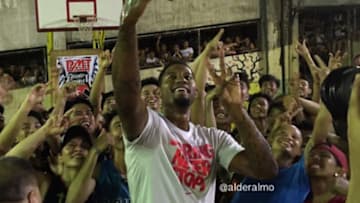 Paul George takes a selfie with a group of players in Manila.From Paul George's Instragram account. https://instagram.com/ygtrece/