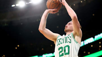 BOSTON, MA - OCTOBER 14: Gordon Hayward #20 of the Boston Celtics shoots the ball during a game against the Philadelphia 76ers at TD Garden on October 16, 2018 in Boston, Massachusetts. NOTE TO USER: User expressly acknowledges and agrees that, by downloading and or using this photograph, User is consenting to the terms and conditions of the Getty Images License Agreement. (Photo by Adam Glanzman/Getty Images)