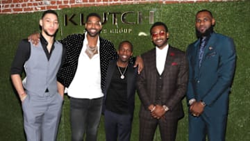 Klutch Sports founder Rich Paul (C) poses with NBA Players Ben Simmons, Tristan Thompson, John Wall and Lebron James attend attends the Klutch Sports Group "More Than A Game" Dinner. (Photo by Jerritt Clark/Getty Images for Klutch Sports Group)