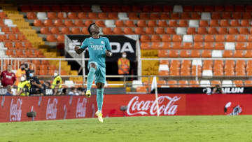 VALENCIA, SPAIN - 2021/09/19: Vinicius Jose Paixao De Oliveira Junior of Real Madrid seen in action during the Spanish La Liga, football match between Valencia CF and Real Madrid at Mestalla stadium in Valencia.(Final score; Valencia CF 1:2 Real Madrid). (Photo by Xisco Navarro/SOPA Images/LightRocket via Getty Images)