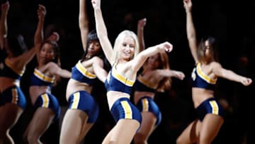 INDIANAPOLIS, IN - NOVEMBER 07: Indiana Pacers cheerleaders perform in the game against the New Orleans Pelicans at Bankers Life Fieldhouse on November 7, 2017 in Indianapolis, Indiana. NOTE TO USER: User expressly acknowledges and agrees that, by downloading and or using this photograph, User is consenting to the terms and conditions of the Getty Images License Agreement. (Photo by Andy Lyons/Getty Images)