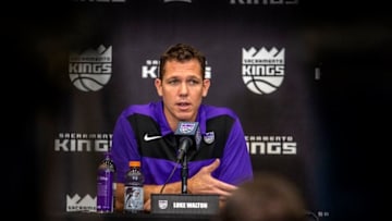 Luke Walton is introduced as the Sacramento Kings new head coach on Monday, April 15, 2019 at the team practice facility inside the Golden 1 Center in Sacramento, Calif. (Hector Amezcua/Sacramento Bee/TNS via Getty Images)