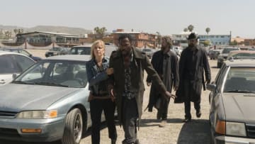 Kim Dickens as Madison Clark, Colman Domingo as Victor Strand, Brian Duffy as Proctor Nineteen - Fear the Walking Dead _ Season 3, Episode 10 - Photo Credit: Richard Foreman, Jr/AMC